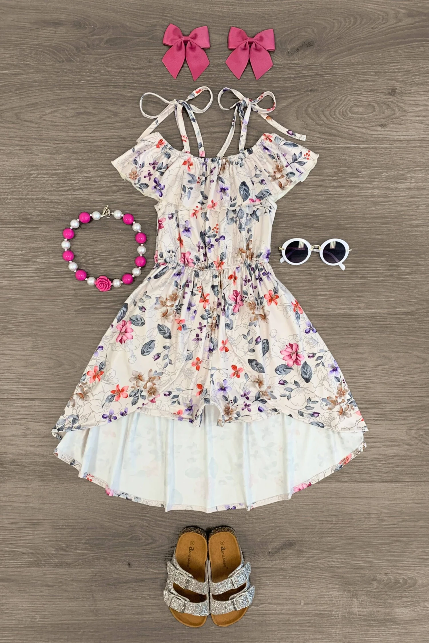 Vibrant Pink & Purple Floral Skirted Romper 3 Vibrant Pink & Purple Floral Skirted Romper