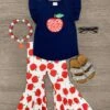 "Welcome Back To School" Apple Bell Bottom Set -Children's boutique clothing welcome back to school apple bell bottom set outfit sparkle in pink 29149934092362