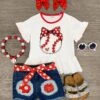 White Baseball Sequin Denim Short Set 1 White Baseball Sequin Denim Short Set -Children's boutique clothing white baseball sequin denim short set outfit sparkle in pink 885628