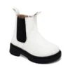 White & Black Color Block Chelsea Boots