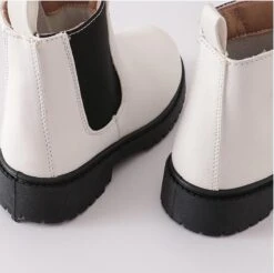 White & Black Color Block Chelsea Boots -Children's boutique clothing white black color block chelsea boots footwear sparkle in pink 746031