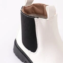 White & Black Color Block Chelsea Boots -Children's boutique clothing white black color block chelsea boots footwear sparkle in pink 885395