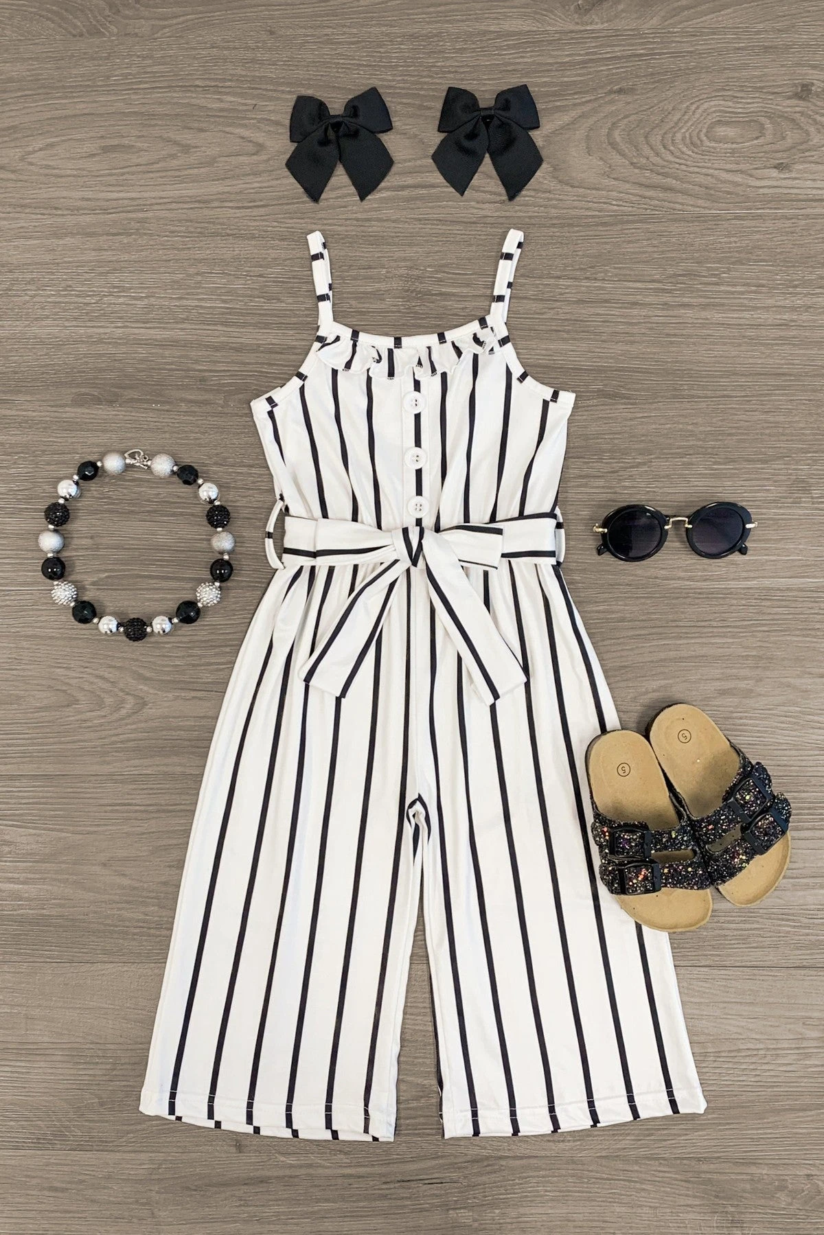 Striped Tie Waist Jumpsuit 5 Striped Tie Waist Jumpsuit - Image 3