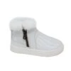 White Iridescent Fur Booties -Children's boutique clothing white iridescent fur booties footwear sparkle in pink 247013