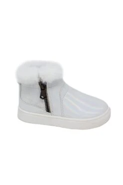 White Iridescent Fur Booties