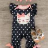 White Kitten Polka Dot Romper -Children's boutique clothing white kitten polka dot romper baby sparkle in pink 29149952081994