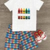 White Rainbow Crayon Short Set