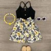 Yellow Floral Tank Romper 2 Yellow Floral Tank Romper -Children's boutique clothing yellow floral tank romper romper sparkle in pink 626643