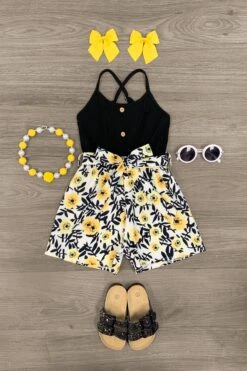 Yellow Floral Tank Romper